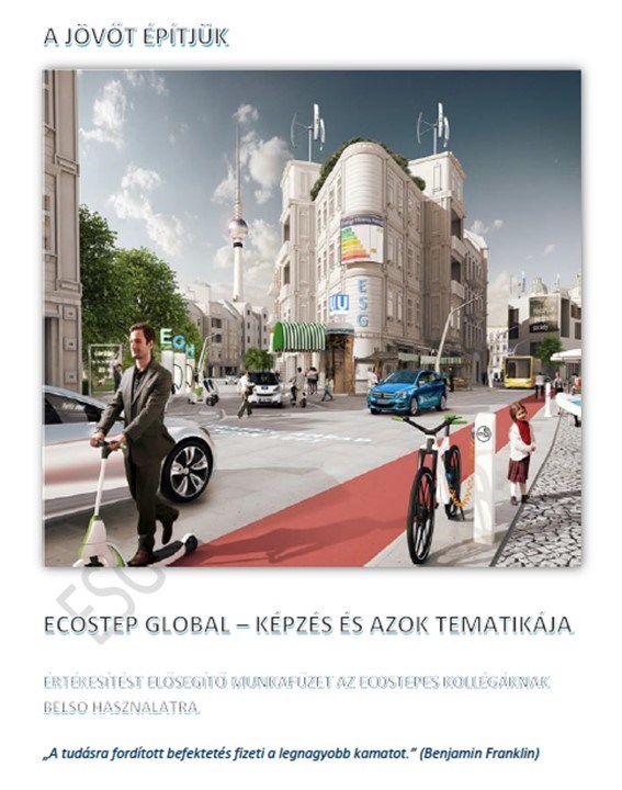 165 oldalas anyag a megújuló energiáról és az EcoStep működéséről.
